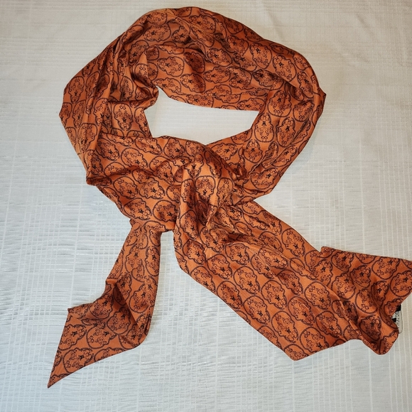 THOMAS WYLDE Orange,black Silk Skull Print Scarf - Picture 4 of 14